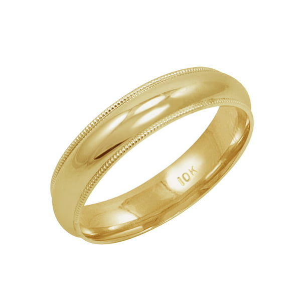 10K Yellow gold 5mm raised edge non comfort fit mens & womens wedding bands 